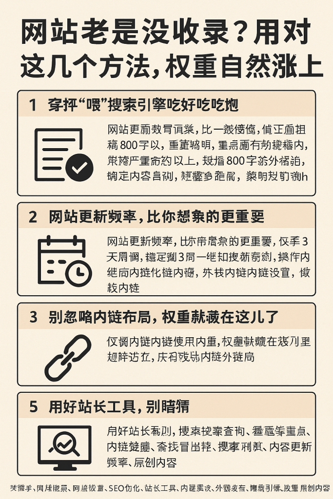 网站老是没收录？用对这几个方法，权重自然涨上来！